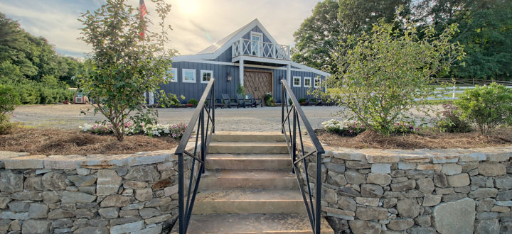 stone stairs and barn